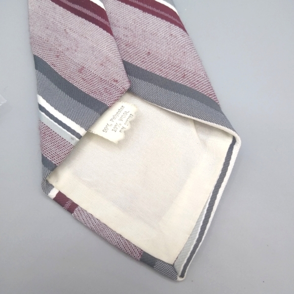 Michelle Wool Blend Slubbed Regimental Striped Tie Vintage - Picture 4 of 10